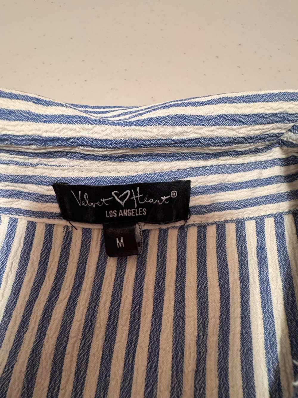 Velvet Heart Blue and White Vertical Stripe Shirt Seersucker - Picture 3 of 5